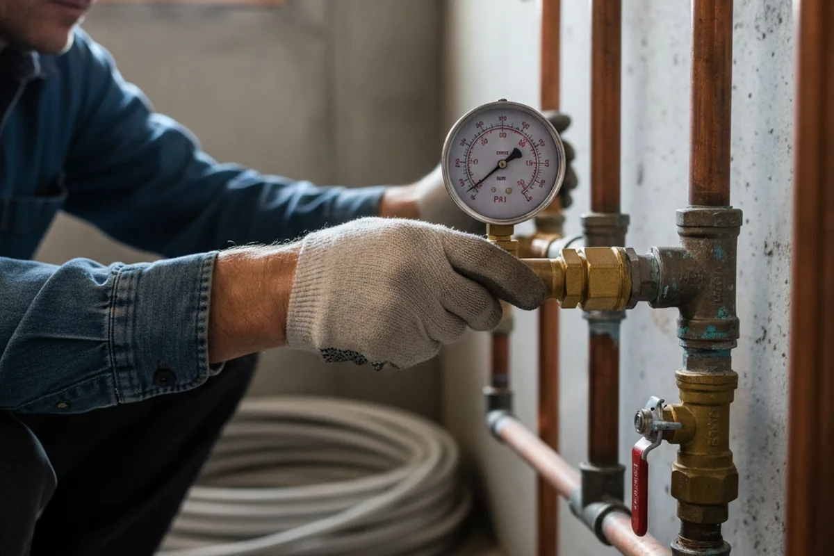 Pressure testing a repaired line during Water Line Repair in Bakersfield